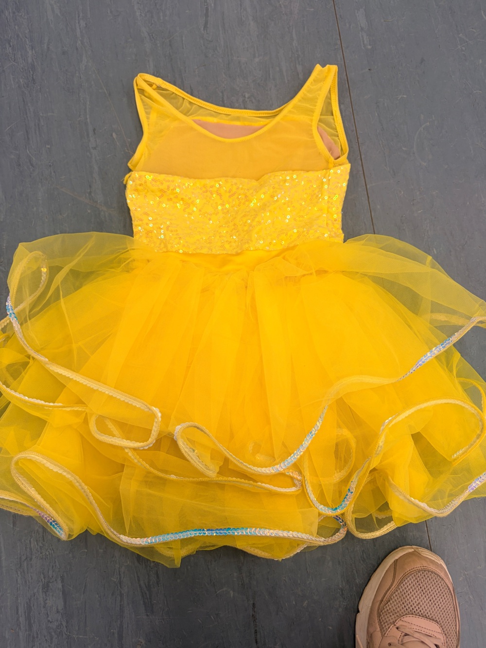 Weissman Yellow Sequin Tulle Dance Costume with Bows - Picture 2 of 4